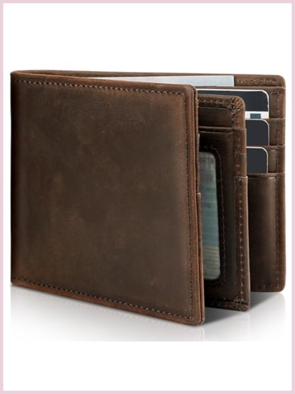 Genuine Leather Bifold Wallet RFID Blocking 13 Card Slots for Men